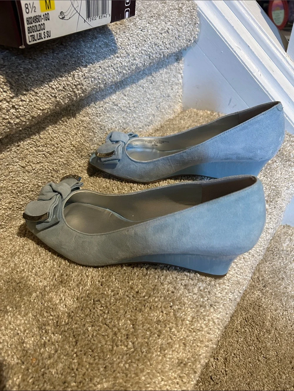 Something Blue! Bandolino Women's Light Blue Peep-Toe Bow Flats
